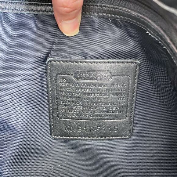 Coach Black Nylon Messenger Bag w Leather Trim Flap Closure Adjustable Straps - Picture 9 of 12